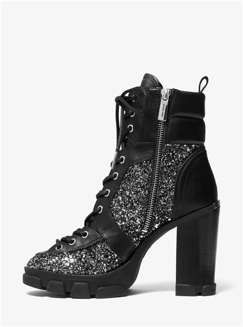 michael kors rubber sole lace up bootie|Ridley Glitter and Leather Lace.